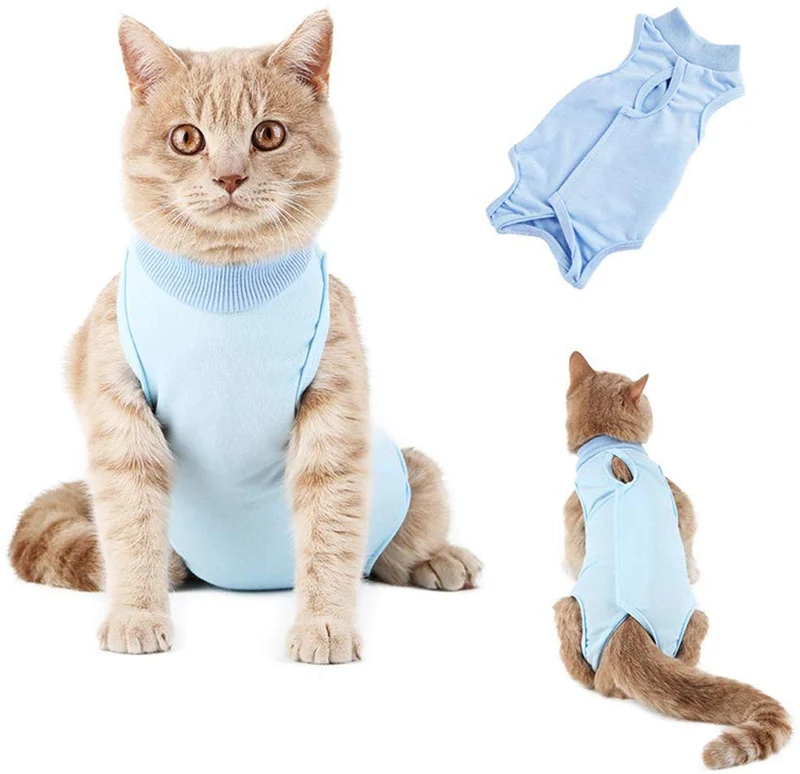 Knhunupl - Traje de recuperación profesional para heridas abdominales o enfermedades de la piel, después del uso quirúrgico, pijama traje, E-collar alternativa para gatos y perros