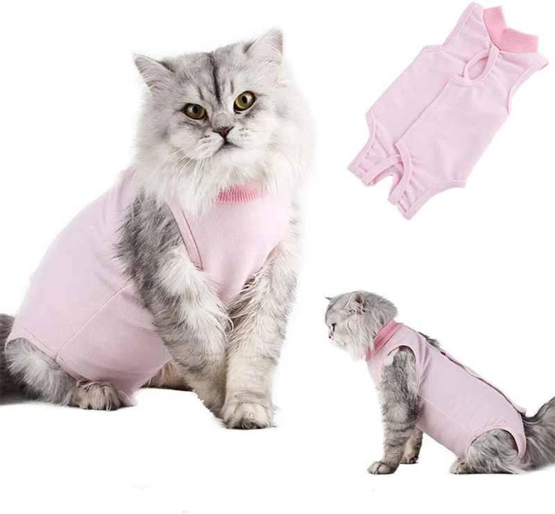 Knhunupl - Traje de recuperación profesional para heridas abdominales o enfermedades de la piel, después del uso quirúrgico, pijama traje, E-collar alternativa para gatos y perros