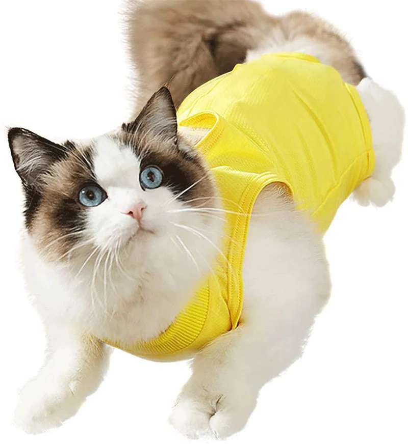 Knhunupl - Traje de recuperación profesional para heridas abdominales o enfermedades de la piel, después del uso quirúrgico, pijama traje, E-collar alternativa para gatos y perros
