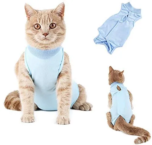Knhunupl - Traje de recuperación profesional para heridas abdominales o enfermedades de la piel, después del uso quirúrgico, pijama traje, E-collar alternativa para gatos y perros