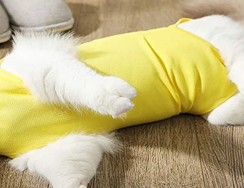 Knhunupl - Traje de recuperación profesional para heridas abdominales o enfermedades de la piel, después del uso quirúrgico, pijama traje, E-collar alternativa para gatos y perros