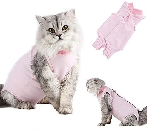 Knhunupl - Traje de recuperación profesional para heridas abdominales o enfermedades de la piel, después del uso quirúrgico, pijama traje, E-collar alternativa para gatos y perros