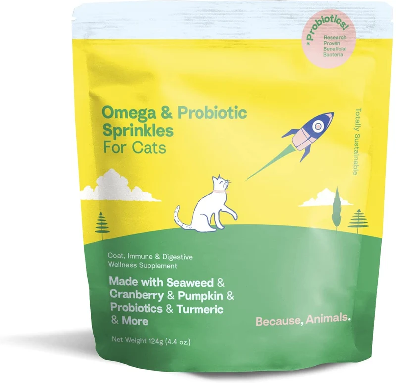 Because Animals Superfood & Probiotic Supplement for Cats (4.4oz) – Ingredientes naturales de grado humano – con vitaminas, minerales, antioxidantes y más para una mejor digestión, abrigo y salud general