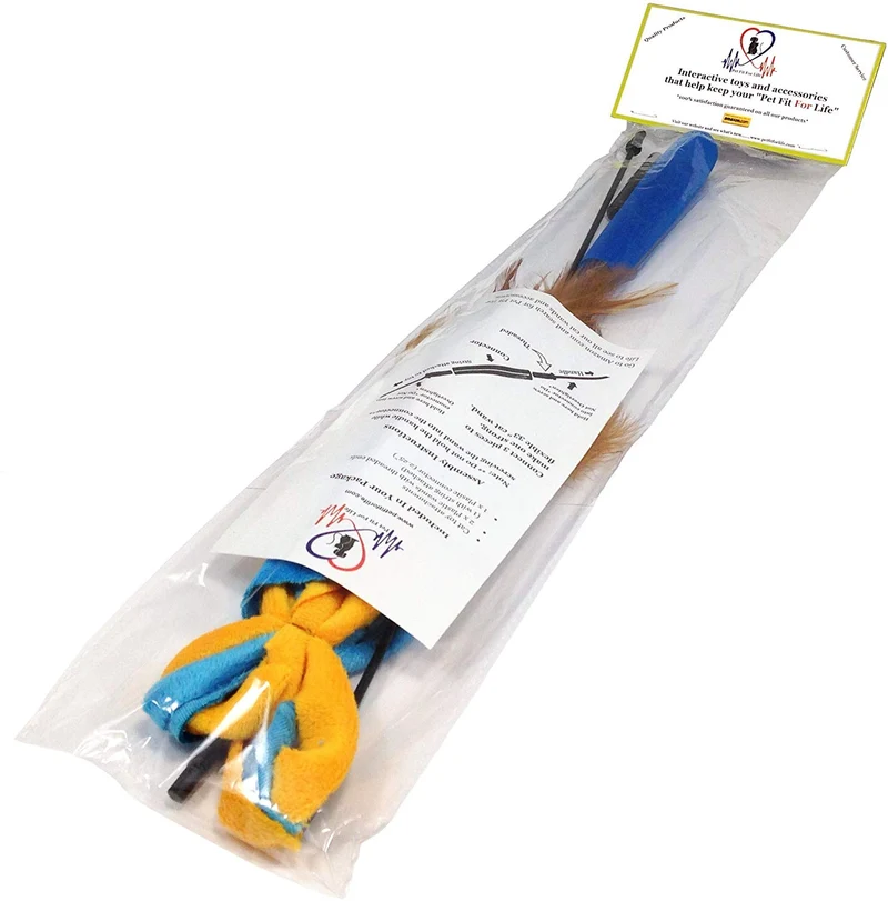 Pet Fit para la vida 3 Soft Strands con plumas Teaser Varita Y Exerciser para gato y kitten – Cat Juguete interactivo