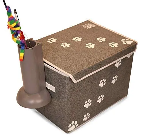 Feline Ruff Cat Teaser - Soporte para pared La solución de almacenamiento de juguetes para gatos para organizar juguetes de varita para gatos. Pendiente de patente. (Gris)