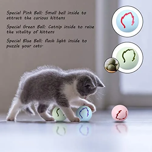 Pika - Juguetes interactivos de 4 niveles para gatos con 7 coloridas bolas de destello para gatitos y gatitos