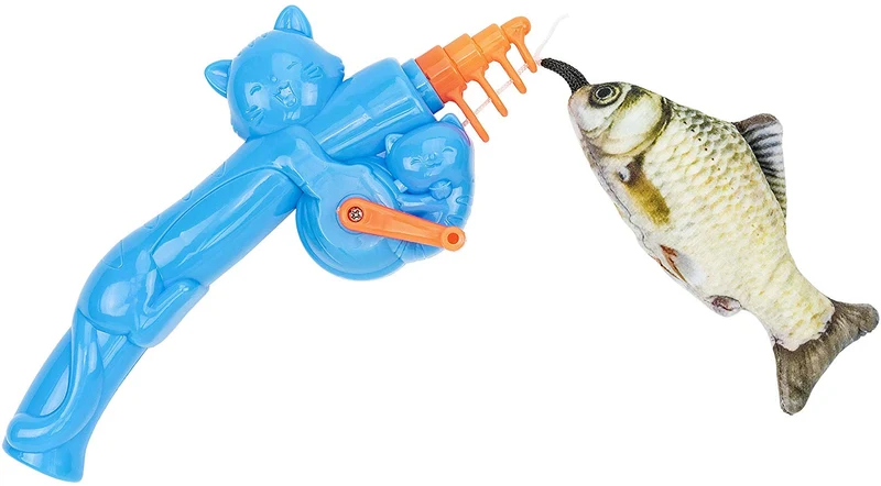 CAT caña de pescar. Juguete interactivo para gatos y gatitos, perfecto para gatos o pescadores, regalo divertido y feliz, diseño de gato