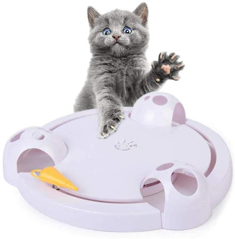 Juguete interactivo automático para gato o gatito, juguete electrónico ajustable con pilas