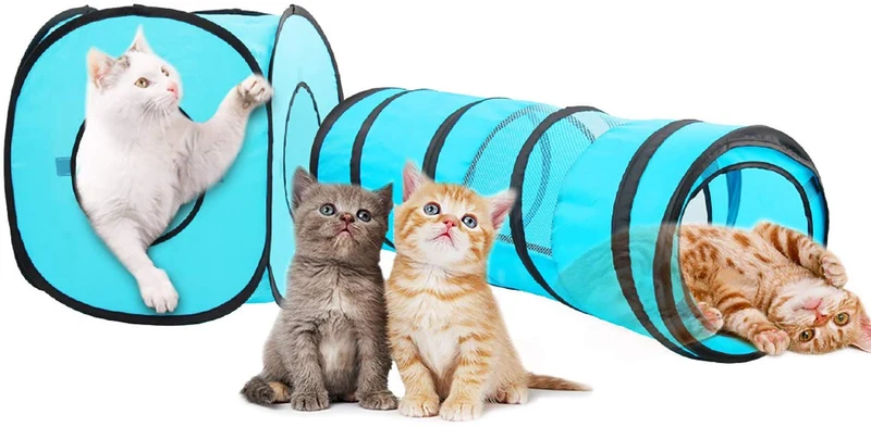 PAWISE Juego de túnel para gatos y conejos, abierto y plegable