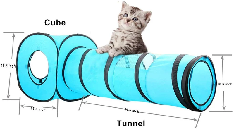 PAWISE Juego de túnel para gatos y conejos, abierto y plegable