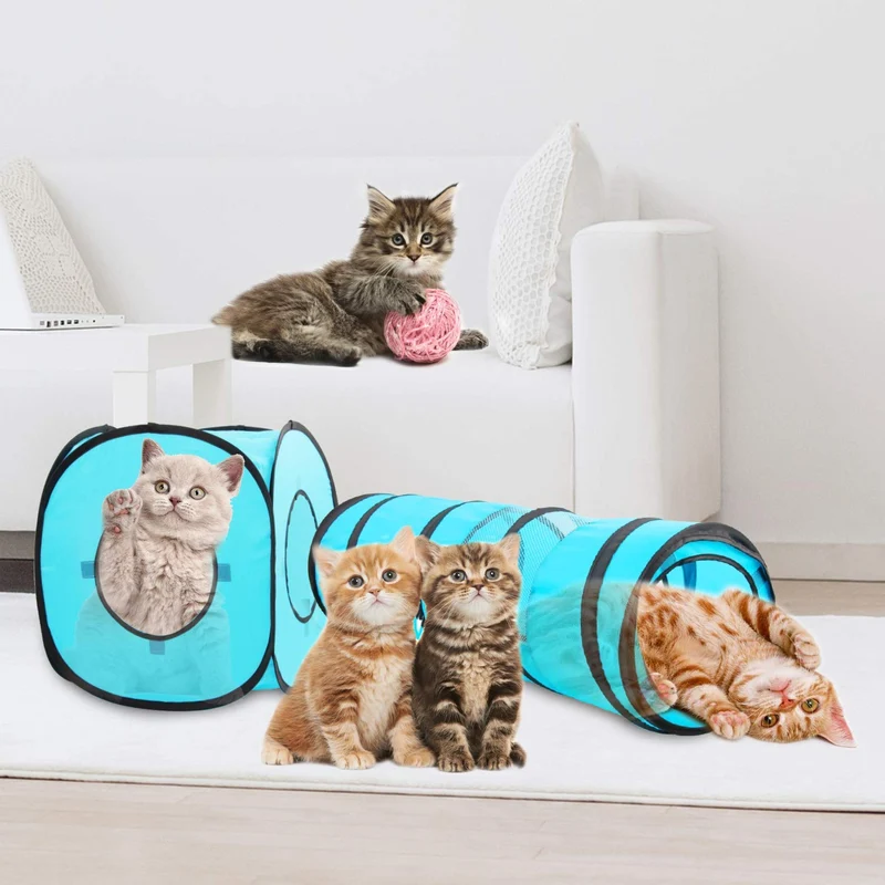 PAWISE Juego de túnel para gatos y conejos, abierto y plegable