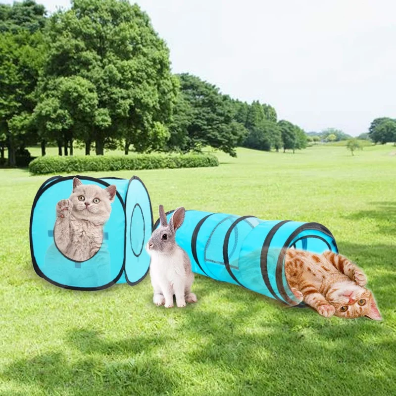 PAWISE Juego de túnel para gatos y conejos, abierto y plegable