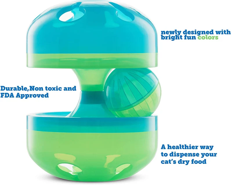 BOSHEL Cat Toys - Cat Treat Dispenser Toy - Cat Roller Toy with Cat Toy Ball Track Feature - Interactive Food Dispensing Treat Ball Toy - IQ Cat Toy - Cat Interactive Toy Ball - Playful Fun Cat Toys