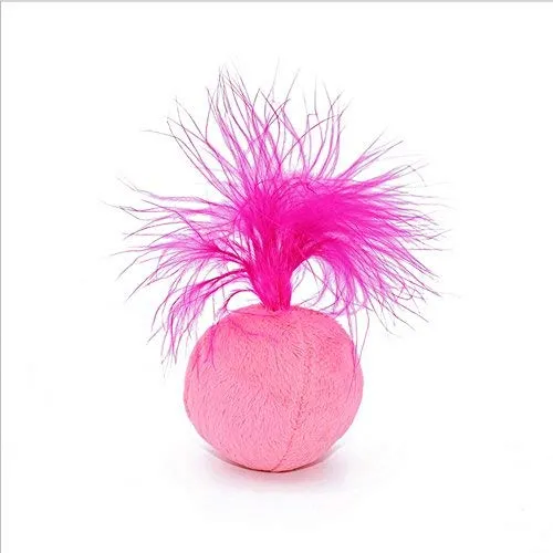 petfavorites Furry Sonajero Pelota gato juguete con Plumas y Catnip – La mejor interactivo Pom Pom bolas para gatos, suave/ligero/2 inch, Bulk Pack.