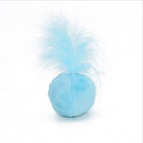 petfavorites Furry Sonajero Pelota gato juguete con Plumas y Catnip – La mejor interactivo Pom Pom bolas para gatos, suave/ligero/2 inch, Bulk Pack.