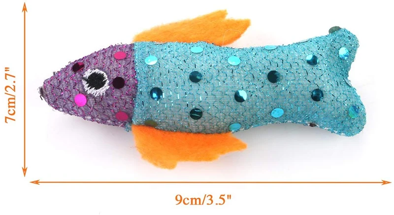Juguete de 12 piezas 3.5" Catnip gato juguetes peces suave brillante juguete gatito Juego interactivo varios colores