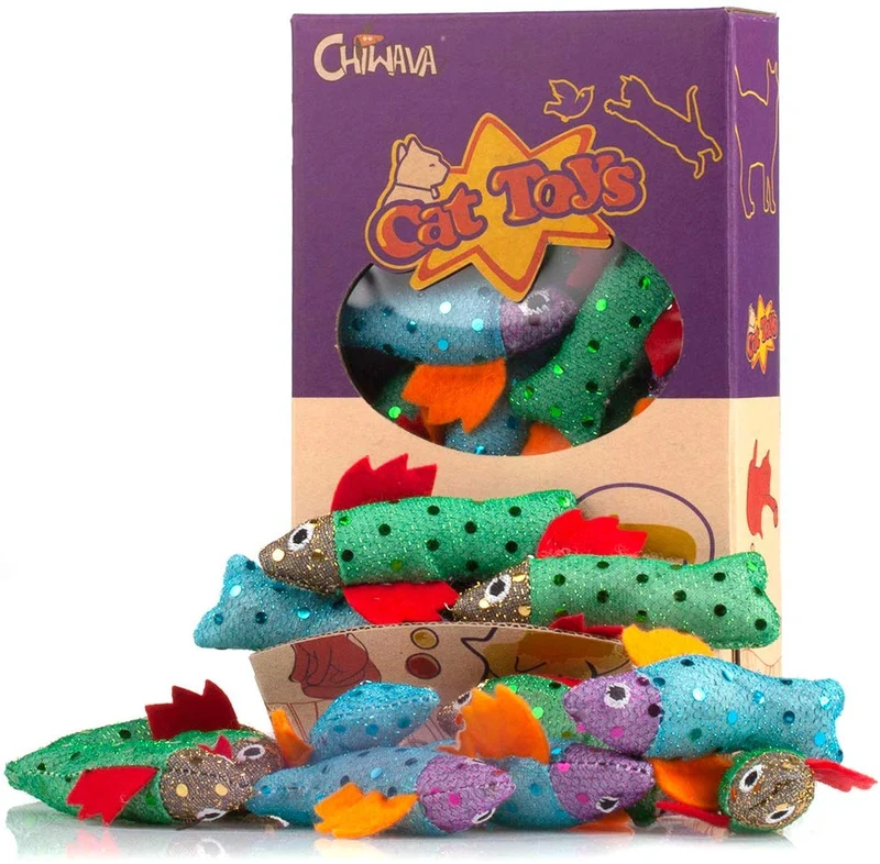 Juguete de 12 piezas 3.5" Catnip gato juguetes peces suave brillante juguete gatito Juego interactivo varios colores