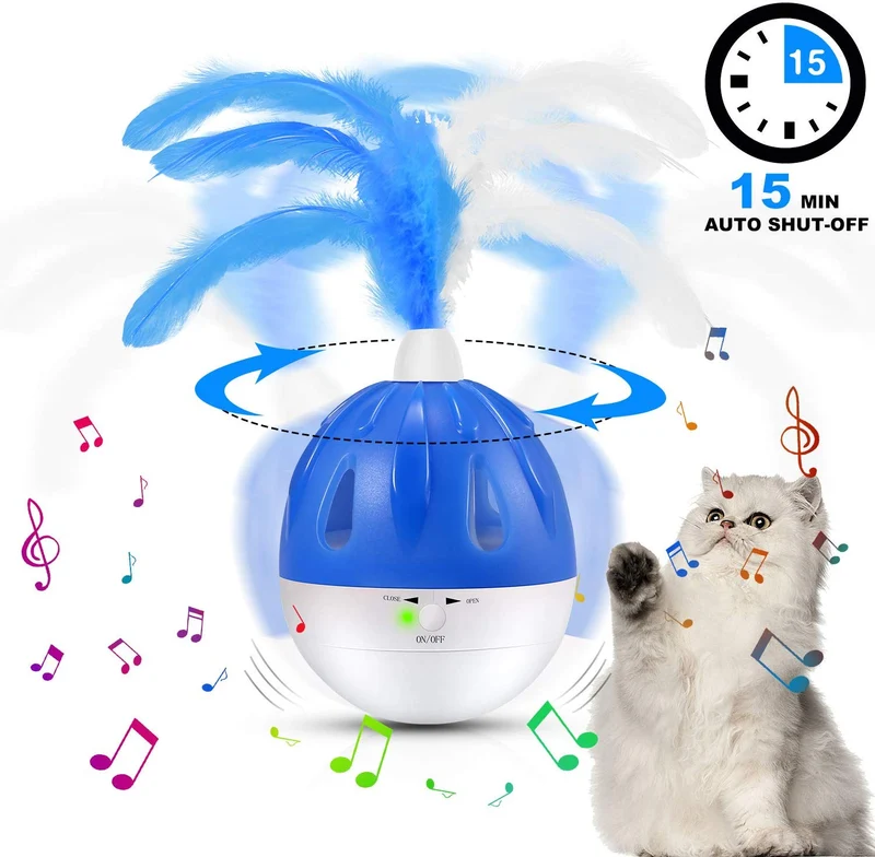 Juguete interactivo para gatos WINGPET, juguete electrónico para ejercicio de gatito, juguete inteligente para gatos con luz LED, juguete giratorio para gatos, juguete para perseguir gatos, juguete con sonido Chirp