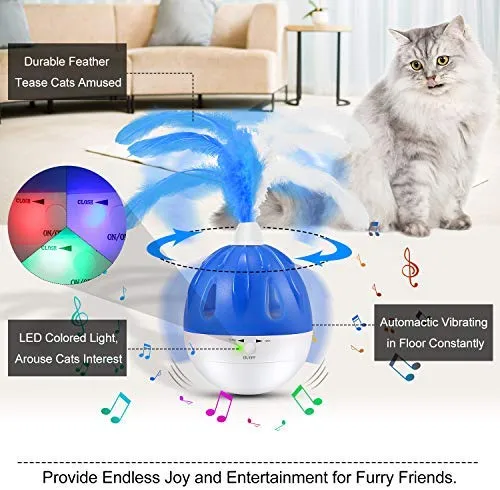 Juguete interactivo para gatos WINGPET, juguete electrónico para ejercicio de gatito, juguete inteligente para gatos con luz LED, juguete giratorio para gatos, juguete para perseguir gatos, juguete con sonido Chirp
