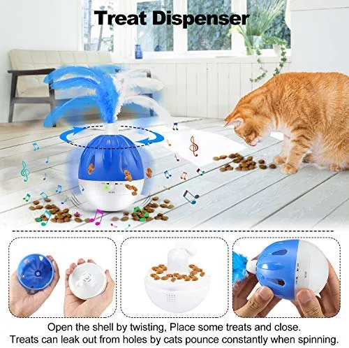 Juguete interactivo para gatos WINGPET, juguete electrónico para ejercicio de gatito, juguete inteligente para gatos con luz LED, juguete giratorio para gatos, juguete para perseguir gatos, juguete con sonido Chirp