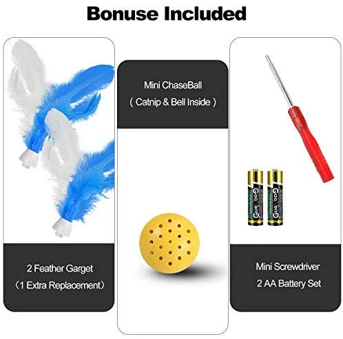 Juguete interactivo para gatos WINGPET, juguete electrónico para ejercicio de gatito, juguete inteligente para gatos con luz LED, juguete giratorio para gatos, juguete para perseguir gatos, juguete con sonido Chirp