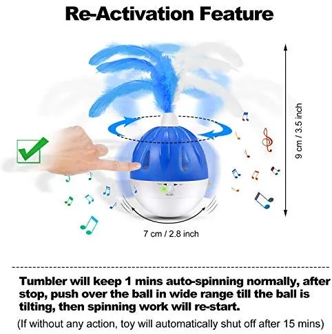 Juguete interactivo para gatos WINGPET, juguete electrónico para ejercicio de gatito, juguete inteligente para gatos con luz LED, juguete giratorio para gatos, juguete para perseguir gatos, juguete con sonido Chirp