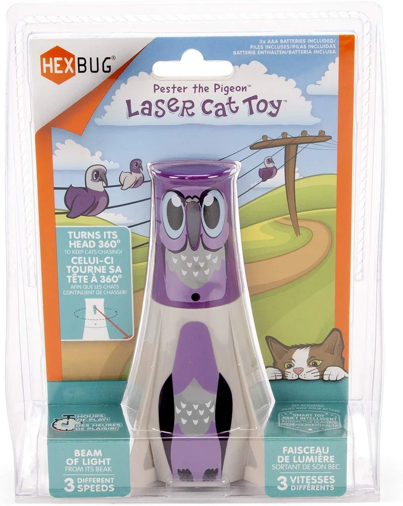 Hexbug - Prueba de baliza de juguete para gatos, con láser y cabeza giratoria motorizada, color morado