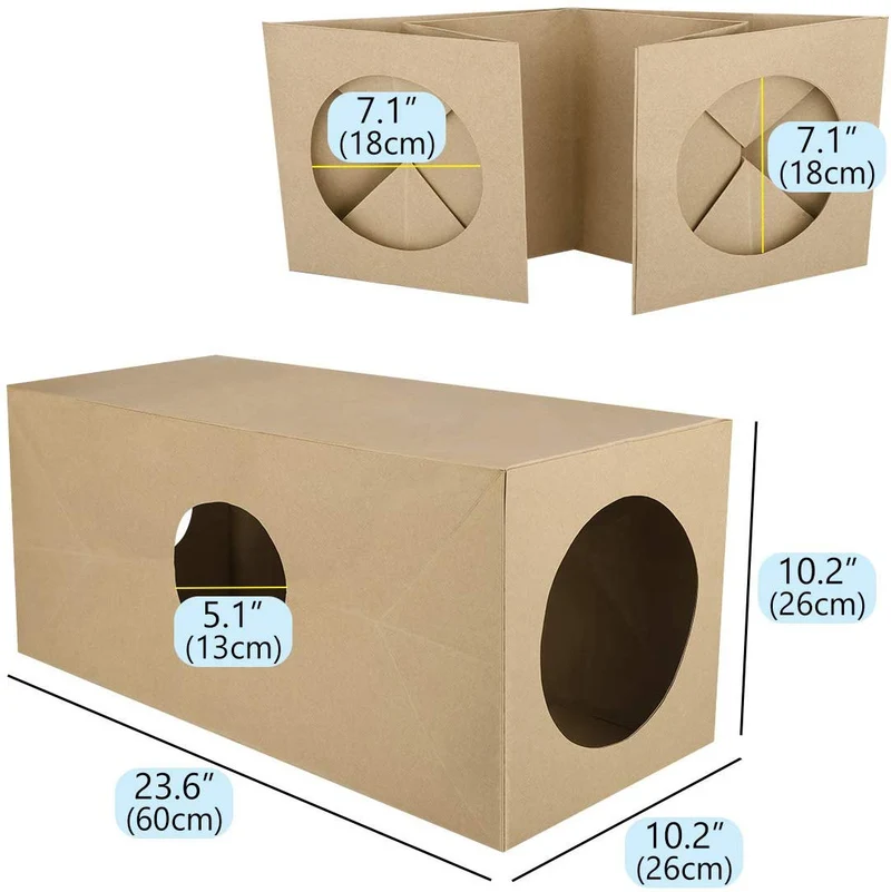 PAWABOO Tubo de túnel para gatos, paquete de 2, papel kraft natural grueso de alta calidad, túneles extendidos para mascotas, gatos, gatos, tiendas, juguetes interactivos, laberinto, casa de gatos, cama para gato, cachorro, conejo, etc.