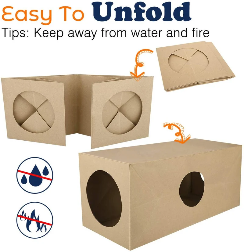 PAWABOO Tubo de túnel para gatos, paquete de 2, papel kraft natural grueso de alta calidad, túneles extendidos para mascotas, gatos, gatos, tiendas, juguetes interactivos, laberinto, casa de gatos, cama para gato, cachorro, conejo, etc.