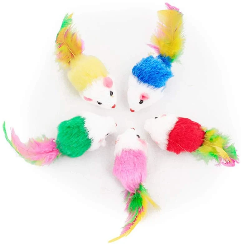 pipiha 10 piezas Funny Furry Ratones mouse Juguetes de pluma colas para gatos juguetes divertidos pequeña mascota