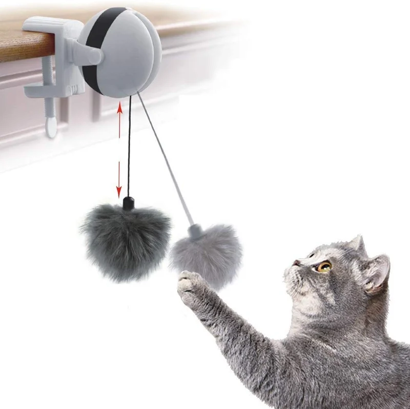 Ito Rocky Cat Juguetes interactivos de persecución – Juguete de perseguidor de plumas – Juguete giratorio – Ratón de control remoto – Juguete de cuerda de vuelo