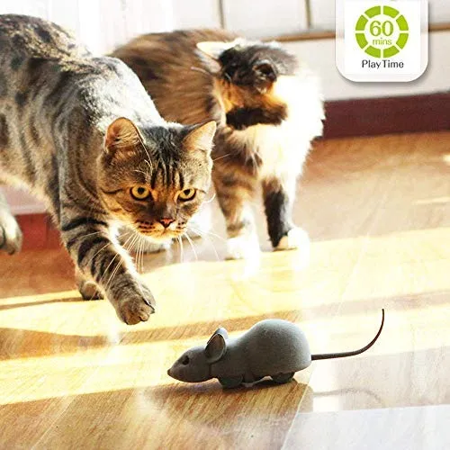 Ito Rocky Cat Juguetes interactivos de persecución – Juguete de perseguidor de plumas – Juguete giratorio – Ratón de control remoto – Juguete de cuerda de vuelo