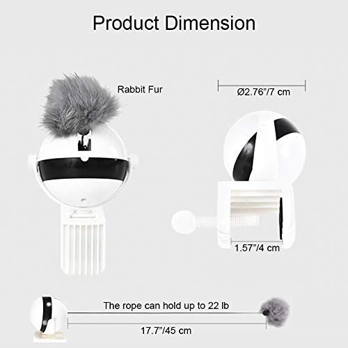 Ito Rocky Cat Juguetes interactivos de persecución – Juguete de perseguidor de plumas – Juguete giratorio – Ratón de control remoto – Juguete de cuerda de vuelo