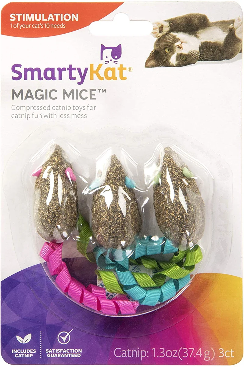 SmartyKat Magic - Juego de 3 ratones comprimidos para gatos