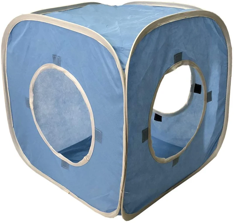 Suministros para mascotas Gato jugar Cube Toy Pop Up juego interior túnel para gato gato casa de juegos plegable tienda de campaña con correa de Velcro para gatos, gatitos, gatitos
