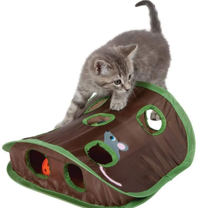 Suministros para mascotas Gato jugar Cube Toy Pop Up juego interior túnel para gato gato casa de juegos plegable tienda de campaña con correa de Velcro para gatos, gatitos, gatitos