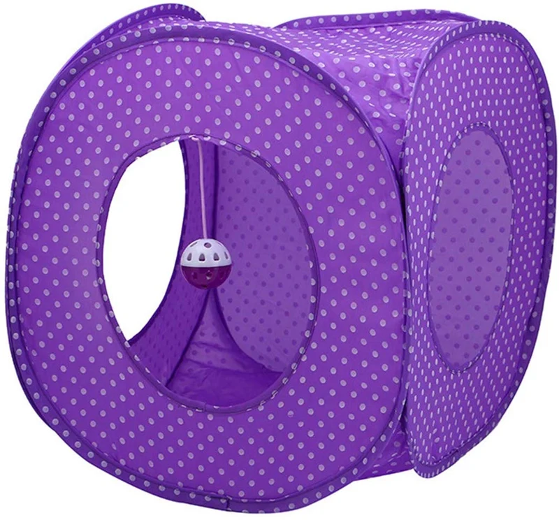 Suministros para mascotas Gato jugar Cube Toy Pop Up juego interior túnel para gato gato casa de juegos plegable tienda de campaña con correa de Velcro para gatos, gatitos, gatitos