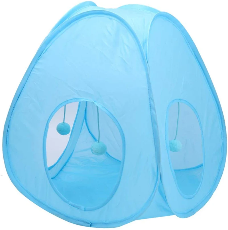 Suministros para mascotas Gato jugar Cube Toy Pop Up juego interior túnel para gato gato casa de juegos plegable tienda de campaña con correa de Velcro para gatos, gatitos, gatitos