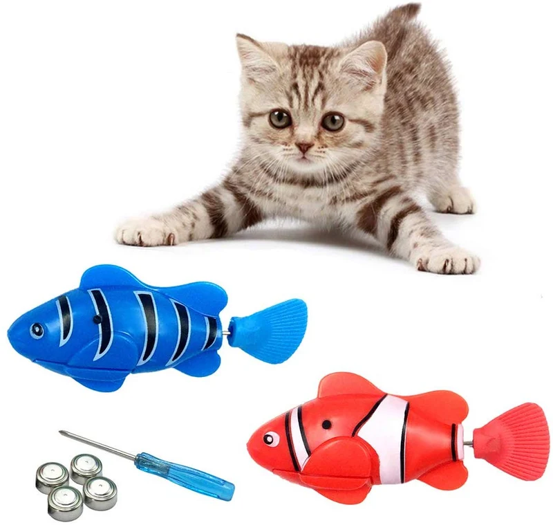 WoLover - Robot de natación interactivo para gatos y perros con luz LED, juguete de natación para estimular los instintos de su mascota cazador, activado en agua mágico juguete eléctrico – 2 piezas