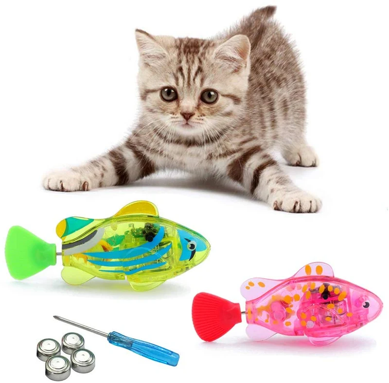 WoLover - Robot de natación interactivo para gatos y perros con luz LED, juguete de natación para estimular los instintos de su mascota cazador, activado en agua mágico juguete eléctrico – 2 piezas