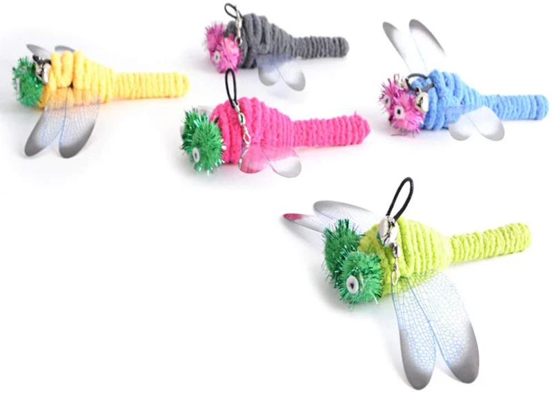 ueetek 5 pcs de libélula de repuesto para gatos y gatitos de juguete interactivo varitas