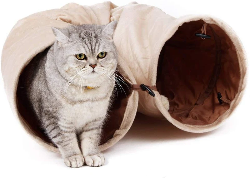 Pawz Road Cat Túnel Pet perro de juguete Tubo crinkly suena un montón de diversión Peeping 2 agujeros 47" 10"