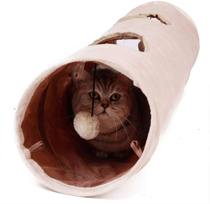Pawz Road Cat Túnel Pet perro de juguete Tubo crinkly suena un montón de diversión Peeping 2 agujeros 47" 10"