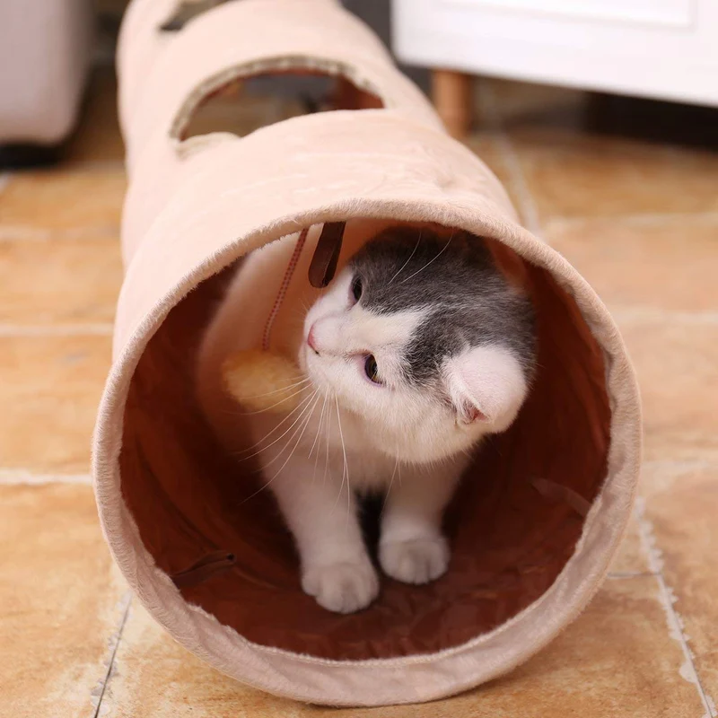 Pawz Road Cat Túnel Pet perro de juguete Tubo crinkly suena un montón de diversión Peeping 2 agujeros 47" 10"
