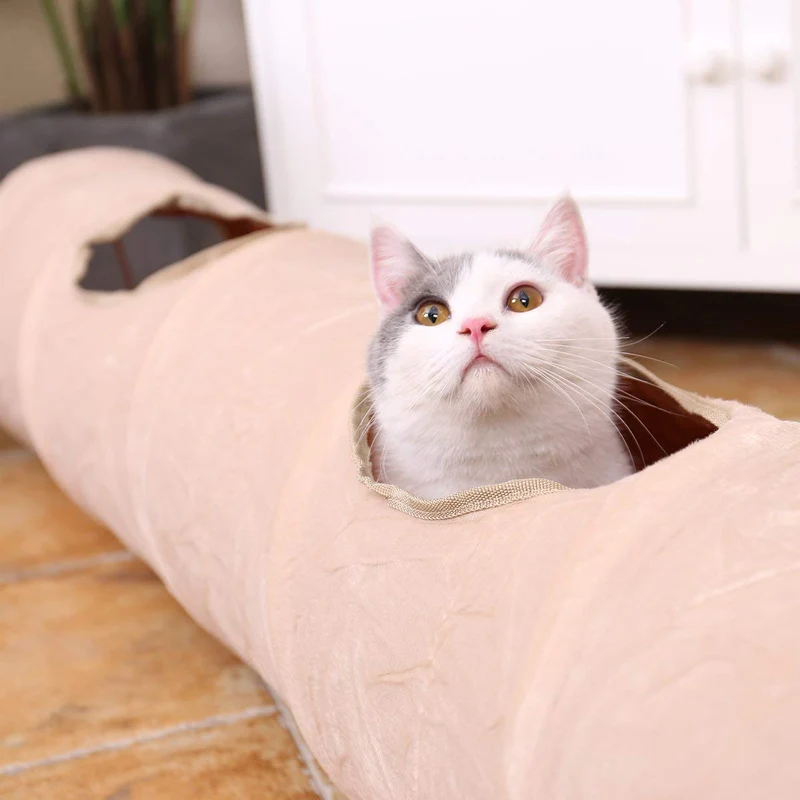 Pawz Road Cat Túnel Pet perro de juguete Tubo crinkly suena un montón de diversión Peeping 2 agujeros 47" 10"