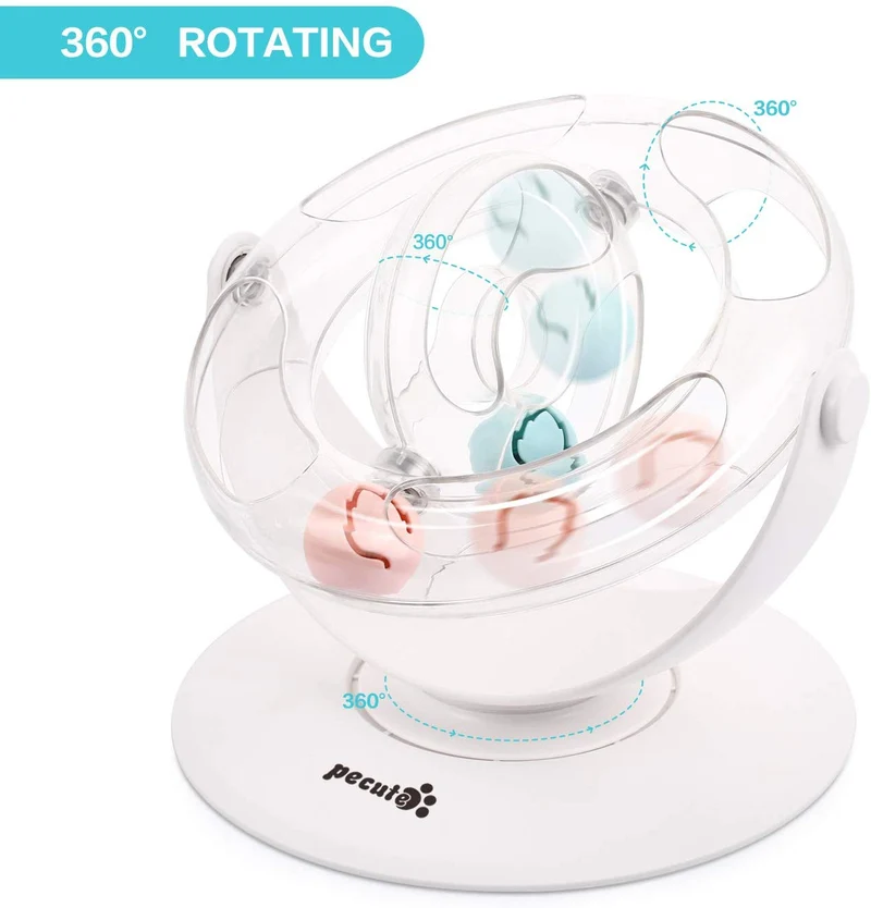 Pecute - Pelota giratoria de 360° para gato, juguete para entrenamiento mental y físico, equipado con pelota de martillo y menta