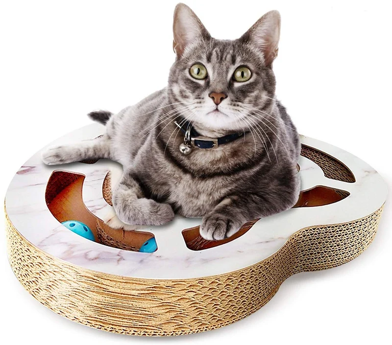 Nittis - Rascador con forma de corazón, juguete para gatos, bolas interactivas, juguetes para gatos, rascador de lujo para gatos, poste de cartón para rascar gatos