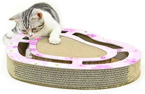 Nittis - Rascador con forma de corazón, juguete para gatos, bolas interactivas, juguetes para gatos, rascador de lujo para gatos, poste de cartón para rascar gatos