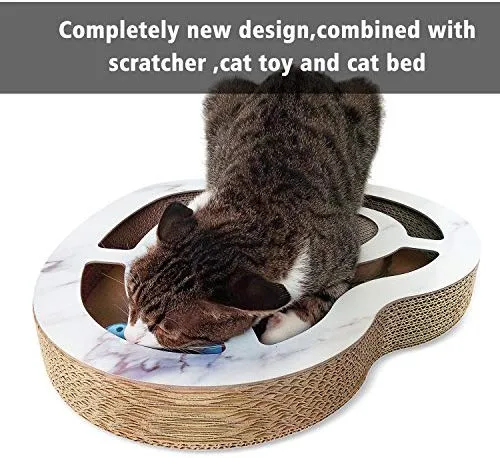 Nittis - Rascador con forma de corazón, juguete para gatos, bolas interactivas, juguetes para gatos, rascador de lujo para gatos, poste de cartón para rascar gatos