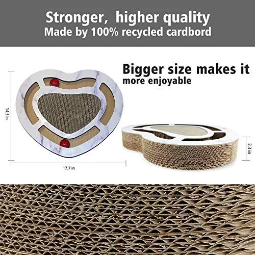 Nittis - Rascador con forma de corazón, juguete para gatos, bolas interactivas, juguetes para gatos, rascador de lujo para gatos, poste de cartón para rascar gatos